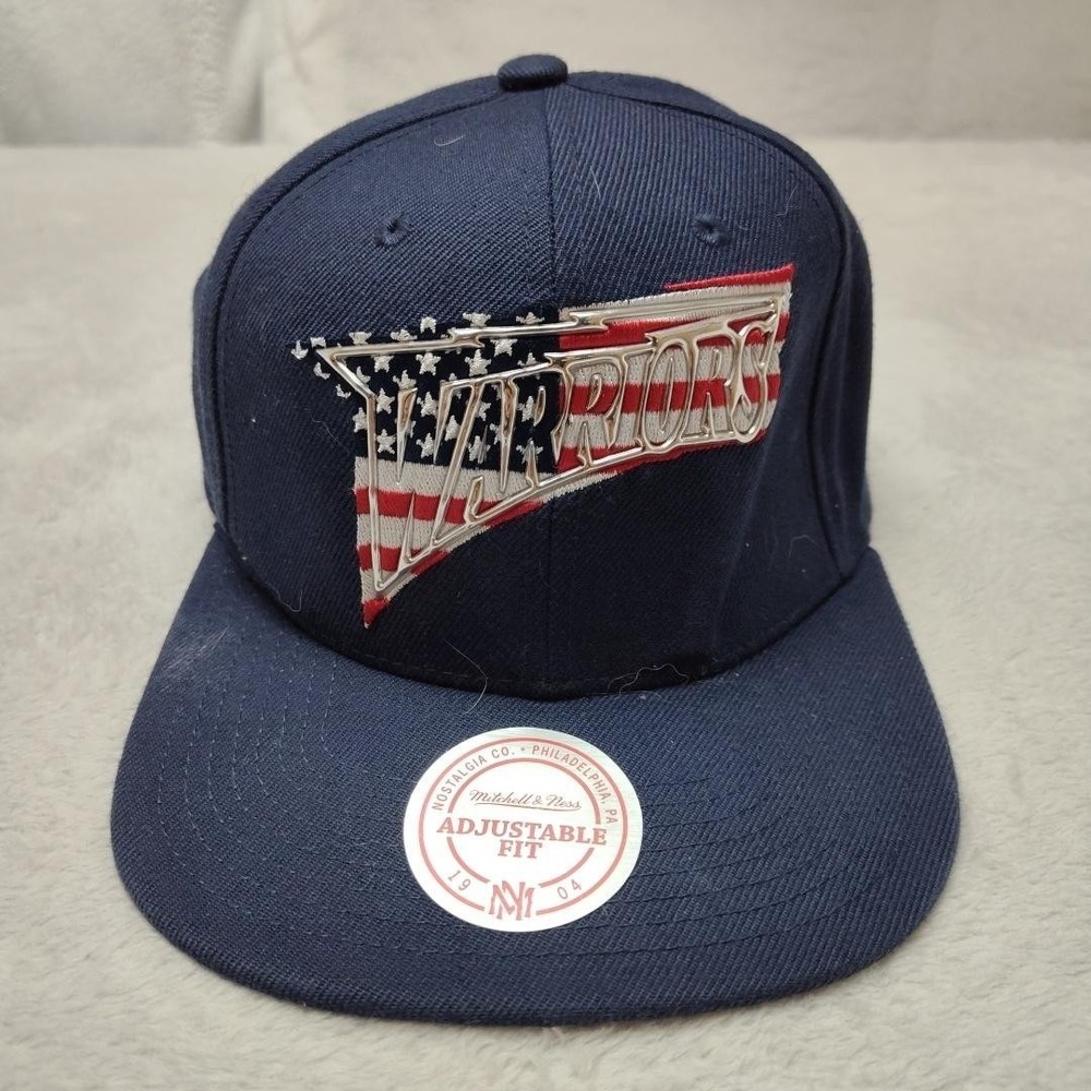 Golden State Warriors Mitchell‎ & Ness Hat Cap Snap Back Mens Blue Navy Chrome